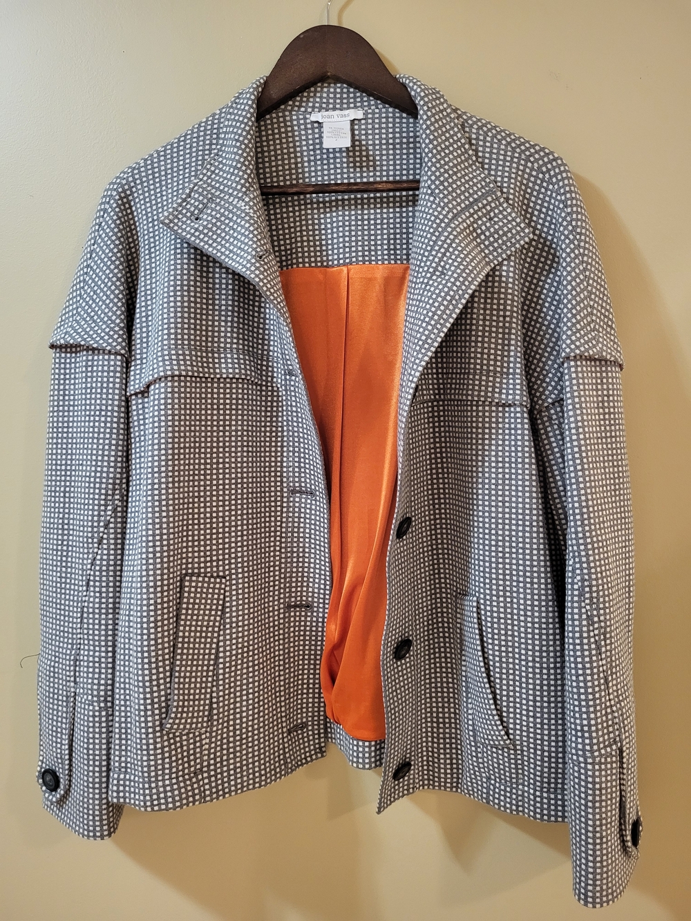 Women's Gray & Orange Patterned Jacket